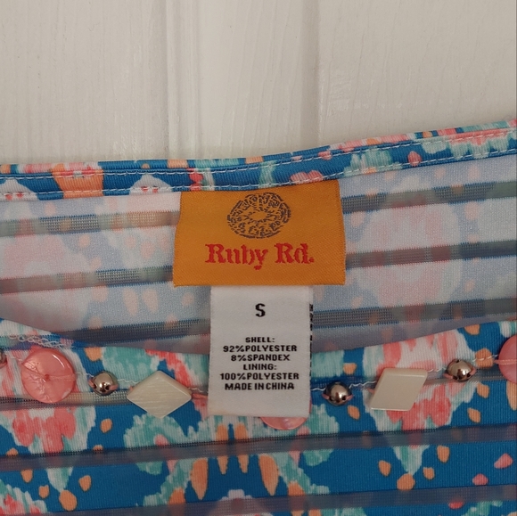 Ruby Rd. Woman's Multicolor Striped Stretch Scoop Neck 3/4 Sleeve Blouse Size S - Picture 2 of 15